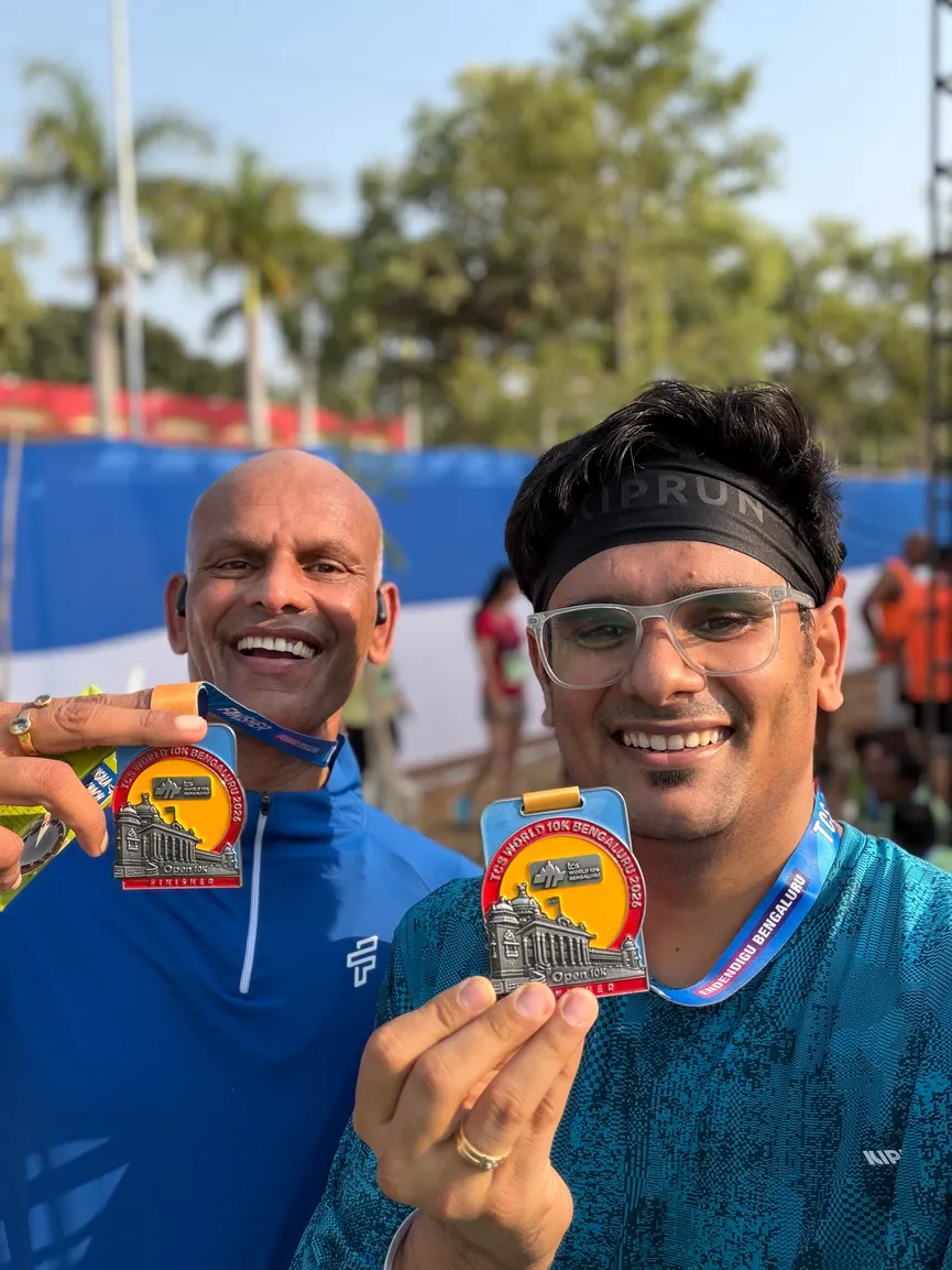 Finishers - Niraj and Mukesh at TCS 10K Bangalore 2026